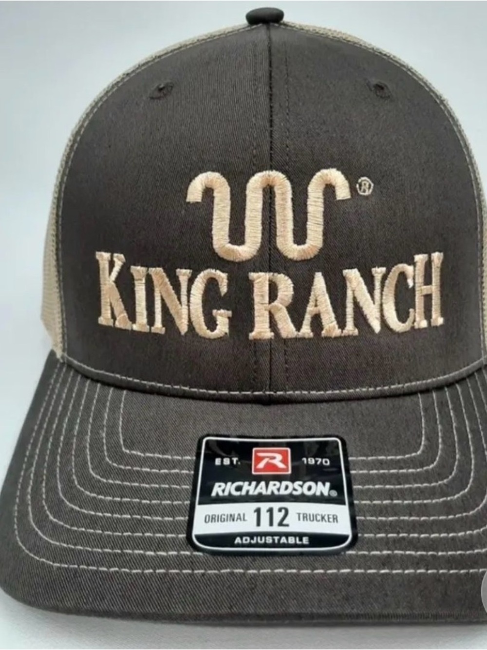 King Ranch Brown Adjustable Trucker Hat with Mesh Back and Embroidered Lettering